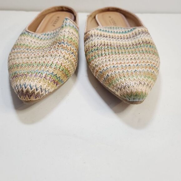 Colorful Boho Woven Straw Slip on Serra Mule Flats size 8 - Picture 2 of 10